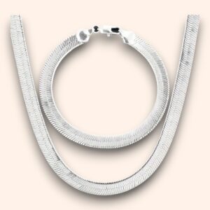 Pack Cadena y Pulsera Plancheada 925 Hermosa De Super Calidad Resiste El Agua y Sudor
